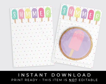 Instant Download Popsicle Cookie Card Printable, Sweet SUMMER Popsicle Mini Cookie Backer Ice Cream Stick Creamsicle, #277PCID VIP