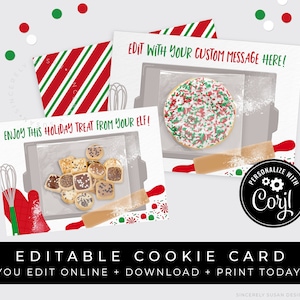 CUSTOMIZABLE Elf Cookie Card Printable, Elf Return Gift Mini Cookies Baking Christmas Holiday Treat Personalized Packaging, Corjl #191A1 VIP