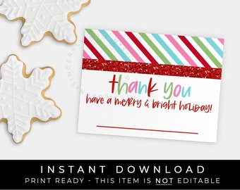 Instant Download Thank You For Your Order Customer Name Card Tag, Merry and Bright Holiday Christmas Cookie Order Pickup Tag, #198AID VIP