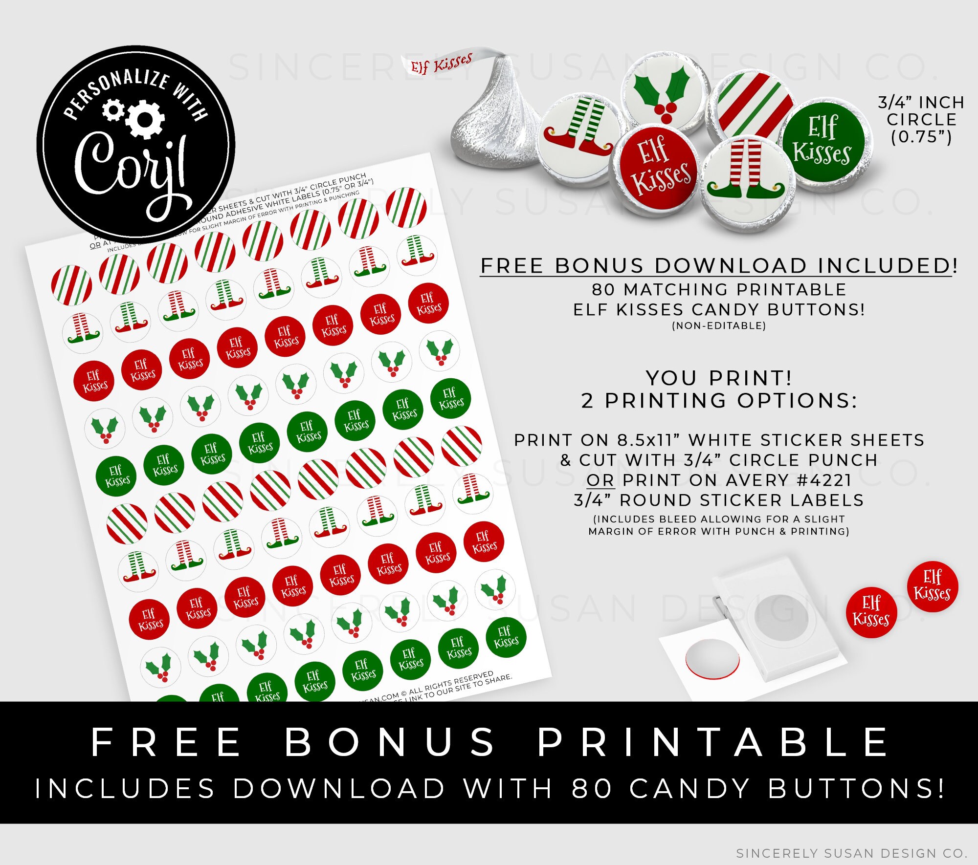 CUSTOMIZABLE Elf Kisses Bag Topper Printable Personalized Elf ...