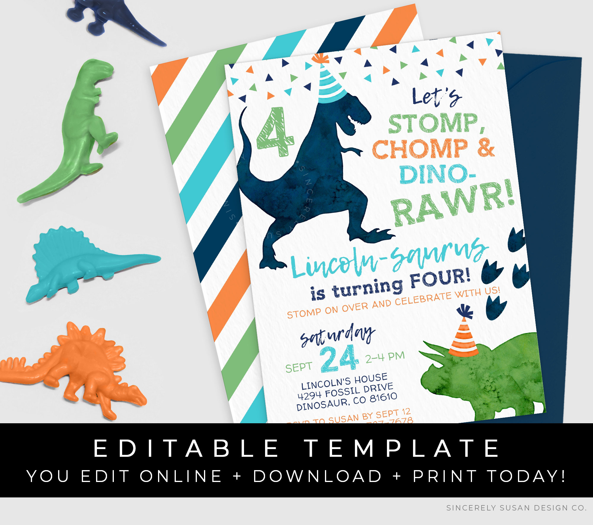 Roarsome Roundup - Birthday Invitation Template (Free)