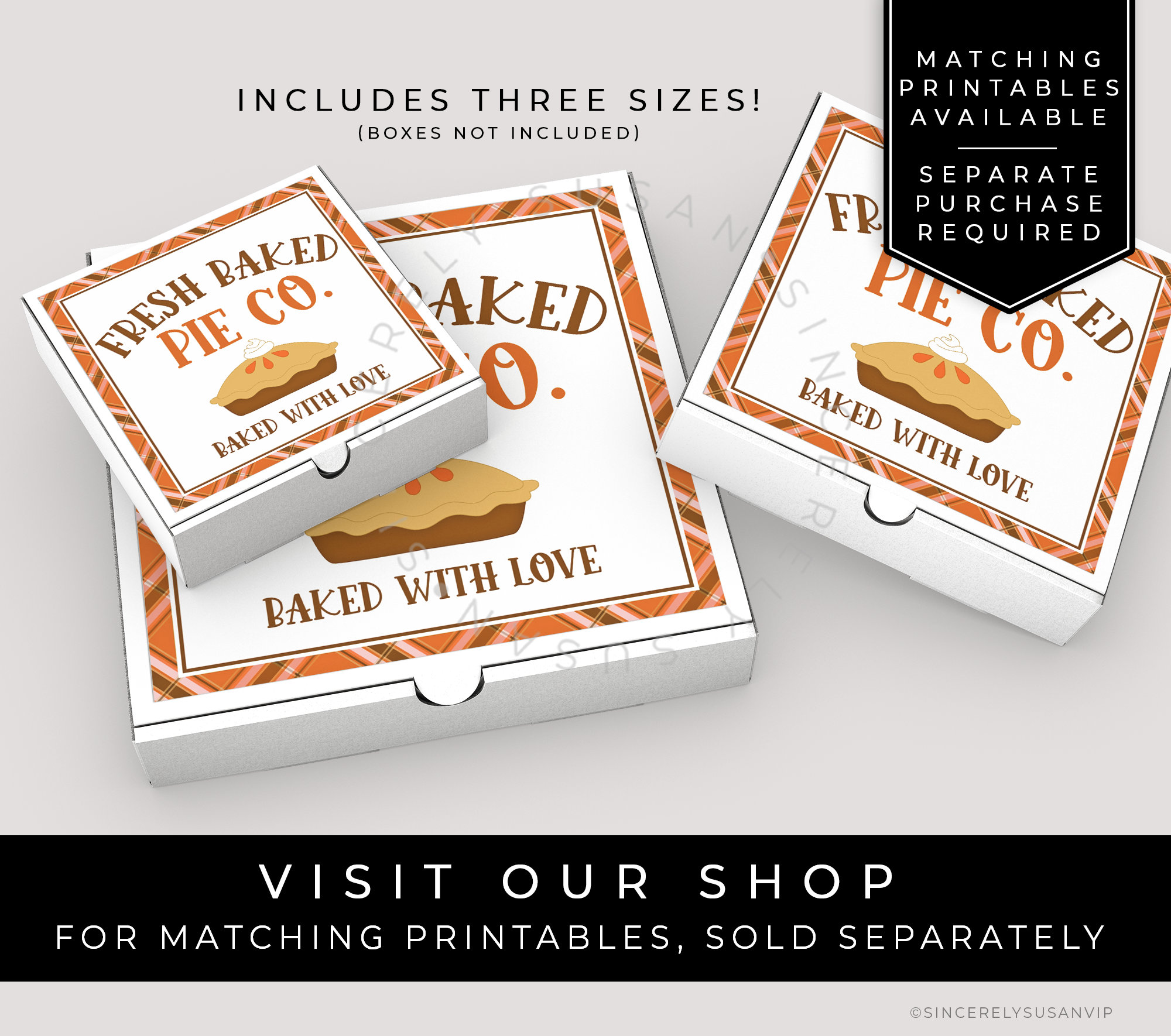 Instant Download 8 Inch Fresh Baked Pie Co., Pizza Pie Box Label ...