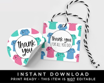 Instant Download Medical Appreciation Thank You Tag, Scrubs Doctor Nurse Healthcare Professional Gift, Cookie Tag Sticker Label, #112MID VIP