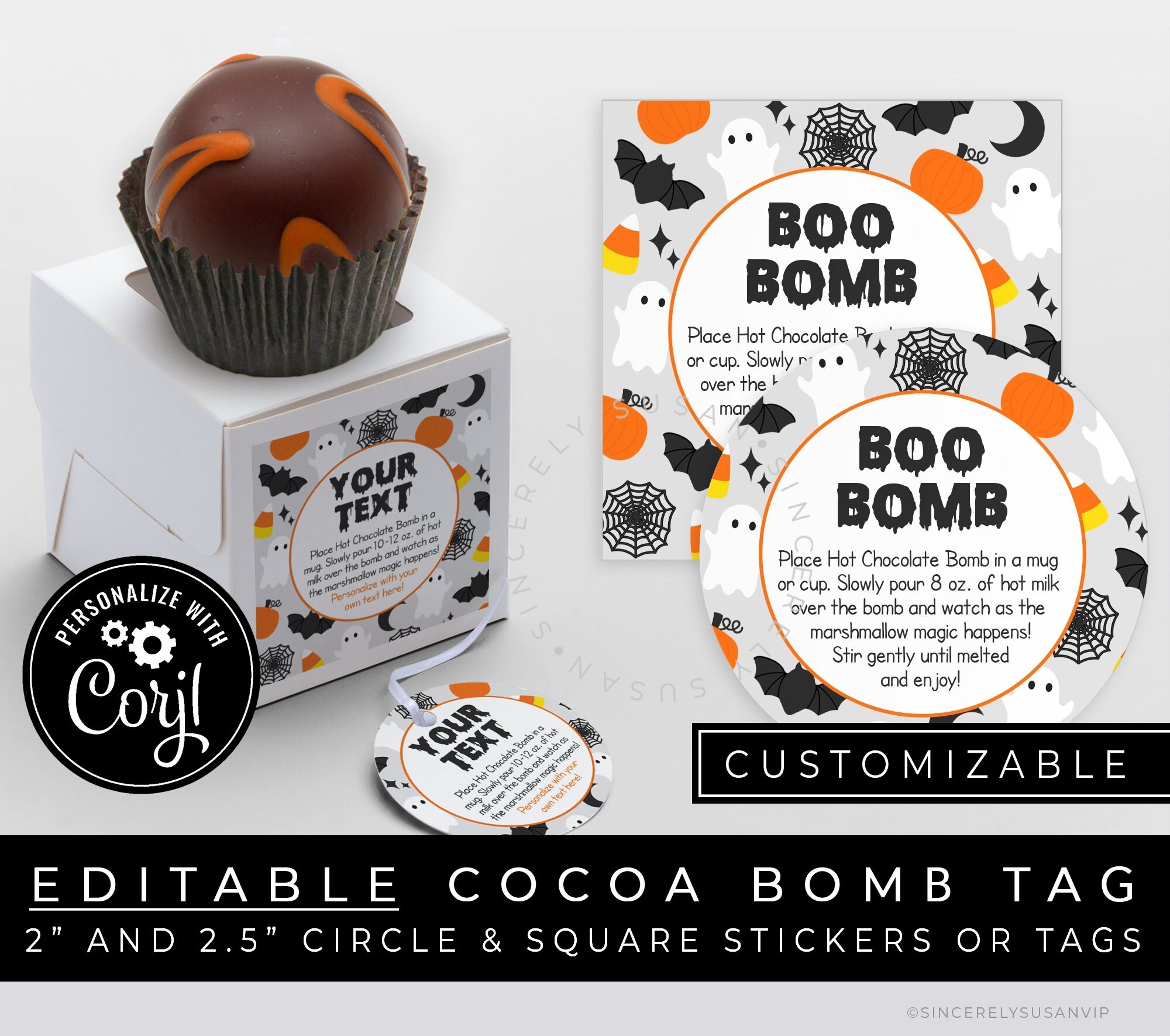 CUSTOMIZABLE Halloween Hot Cocoa Bomb Tag Printable Hot - Etsy