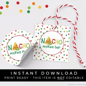 Download instantâneo NACHO Average Dad Papá Tag, Nacho Chips Tag para presente do dia dos pais, Spanish Fiesta Confetti Cookie Tag para impressão, # 133FDDID VIP