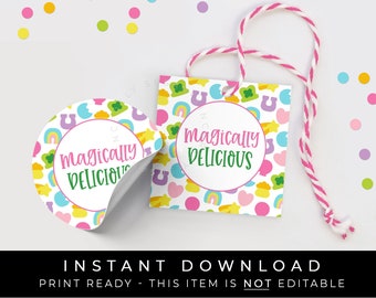 Instant Download Magically Delicious Cookie Tag, Marshmallow Lucky Cereal St. Patrick's Day Cookie Printable Gift Tag, #101BID VIP