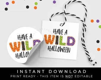 Instant Download WILD Halloween Animal Cracker Cookies Tag, Printable Frosted Animal Cracker Sprinkles Trick or Treat Tag, #180BID VIP