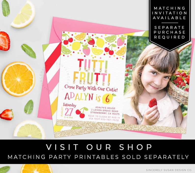 Tutti Frutti Thank You Card TWOtti Frutti Birthday Party Printable Fruit Thanks Note Editable Instant Digital Template Download Corjl #076TY