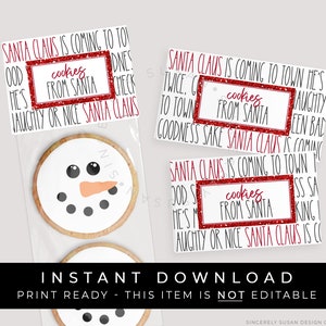 Cookies de download instantâneo do Papai Noel Topper, Mini Cookies Toppers de Natal para impressão, Presente de Natal do Papai Noel, # 202BID VIP