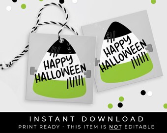Sofortiger Download Frankenstein Candy Corn Halloween Tag, druckbare Monster Mash Happy Halloween Cookie Tag Party Mitbringsel, #172HID VIP