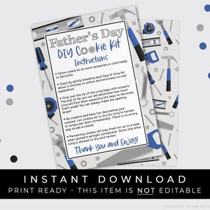 Instant Download Tools Happy Father's Day DIY Cookie Kit Instructies Afdrukbare kaart, Bouw Papa Cookie Decorating Kit, #274DID VIP