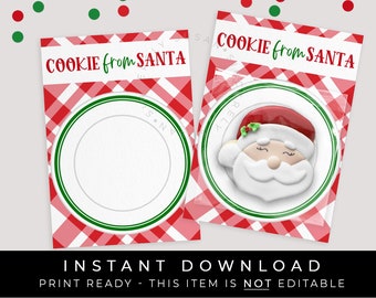 Instant Download Cookie FROM Santa Mini Cookie Card Printable, Christmas Cookie Packaging Gift from Santa Claus Stocking Stuffer, 284AID VIP