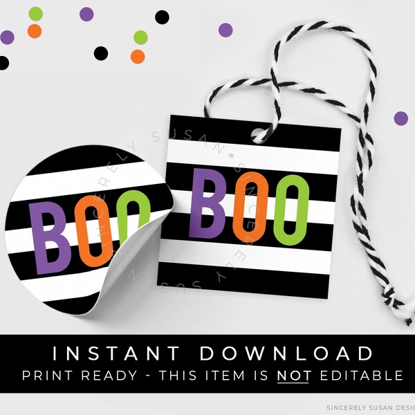Instant Download BOO Halloween Tag Printable, Ghost Purple Halloween Cookie Tag, Spooky Party Favor Treat Bag Tag, #174BID VIP