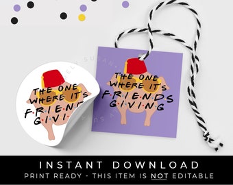 Download istantaneo Amici TV Show Ringraziamento Cookie Tag stampabile, Quello in cui è l'amicizia Turchia Occhiali da sole, #084CDID VIP