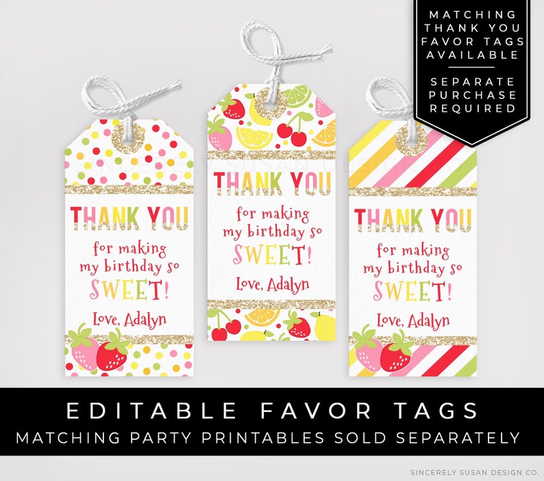Tutti Frutti Thank You Card TWOtti Frutti Birthday Party Printable Fruit Thanks Note Editable Instant Digital Template Download Corjl #076TY