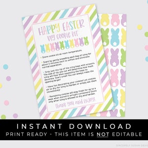 Sofortiger Download Fröhlicher Osterhase DIY Cookie Kit Anleitung zum Ausdrucken, Frühling Peeps Dekorieren Sie Ihr Selber Osterkekse Set, #102BID VIP