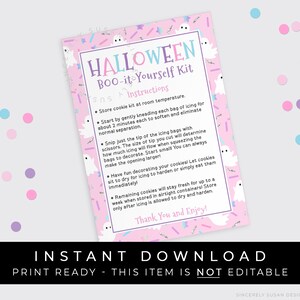 Sofortiger Download Pink Halloween DIY Cookie Kit Anleitung Geist druckbare Karte, Boo it Yourself Cookie Dekorieren Kit Verpackung, #154P VIP