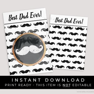 Download instantâneo Cartão de biscoitos do melhor pai do bigode, presente para impressão para o pai, patrocinador de biscoitos do bigode, # 291BID VIP