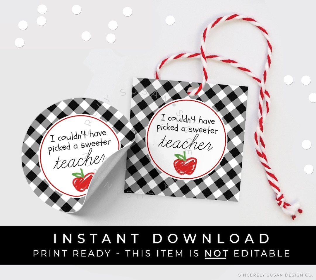 Instant Download Teacher Apple Back to School Tag, First Day of School ...