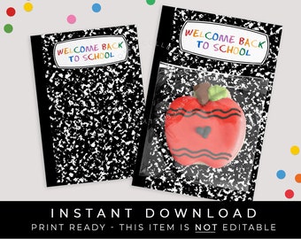 Instant Download Composition Notebook Cookie Card Back to School Printable, BTS First Day of School Cookies Gift Card, #115EIDC VIP