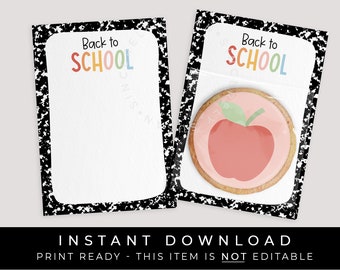 Instant Download Back to School Composition Cookie Card Printable, First Day of School Cookie Treat Card Notebook Backer, #299C2ID VIP