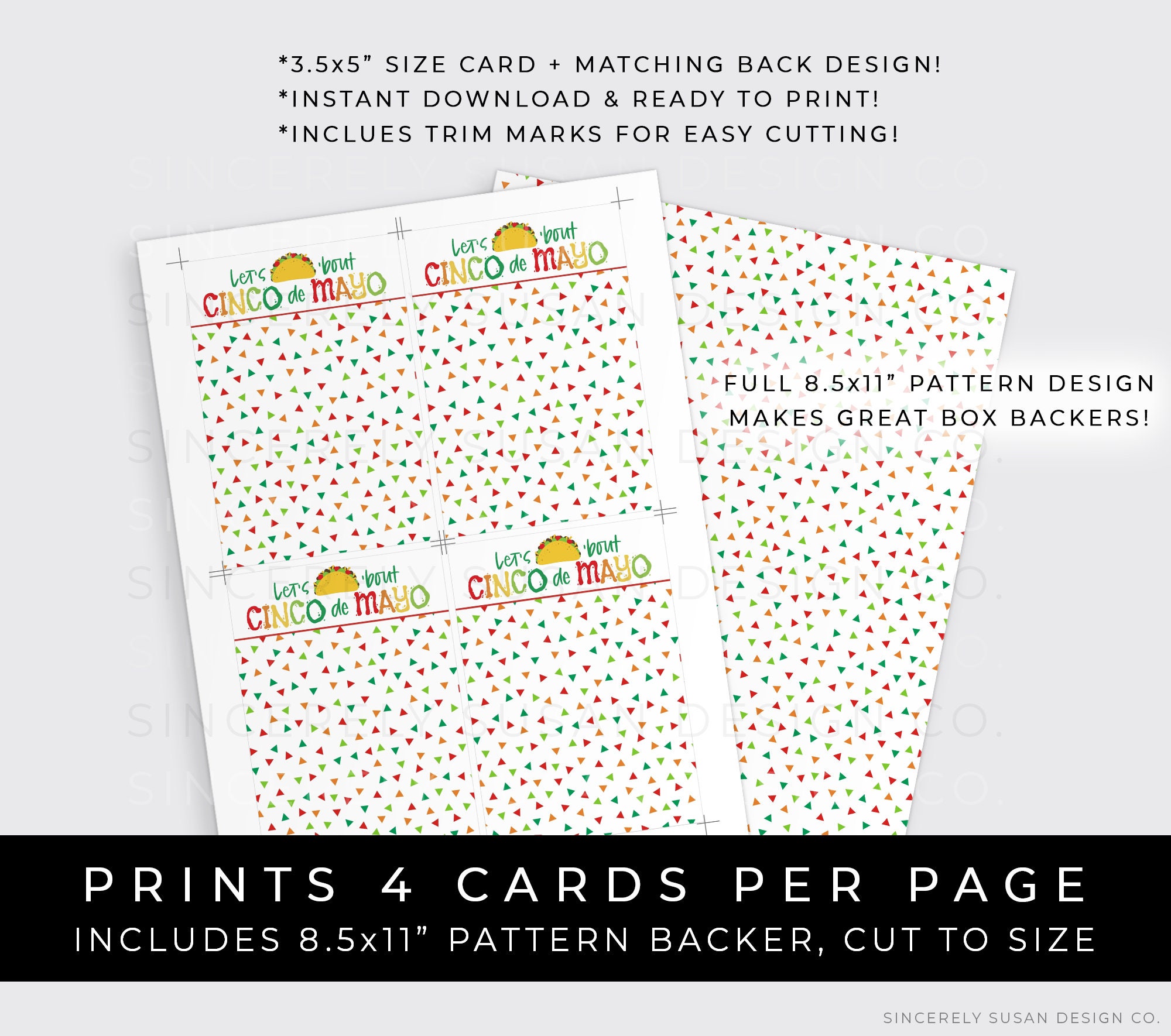 Happy Cinco de Mayo 3.5x5 Printable Cookie Card Happy Cinco de Mayo 3.5x5 Printable Cookie Card
