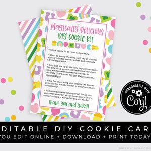 CUSTOMIZABLE St. Patrick's Day Lucky DIY Cookie Kit Instructions Printable Card, Magically Delicious Decorate Your Own Charms #101 Corjl VIP