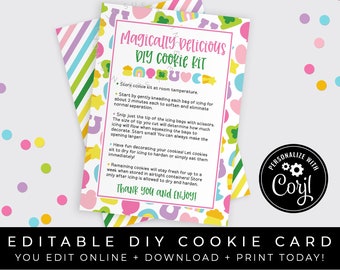 CUSTOMIZABLE St. Patrick's Day Lucky DIY Cookie Kit Instructions Printable Card, Magically Delicious Decorate Your Own Charms #101 Corjl VIP