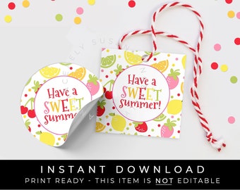 Instant Download Tutti Frutti Tag, Rainbow Fruit Confetti Sprinkles Have a Sweet Summer Mini Cookie Packaging Printable Tag #076ID VIP
