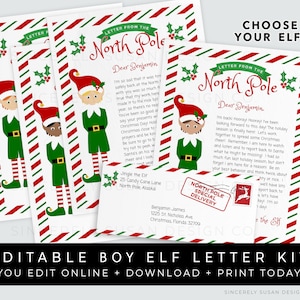 Letter from Elf for Boy, Personalized Elf Arrival Letter Printable, Editable Elf Letter Kit, Instant Digital Download Template, Corjl #093