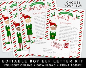 Letter from Elf for Boy, Personalized Elf Arrival Letter Printable, Editable Elf Letter Kit, Instant Digital Download Template, Corjl #093