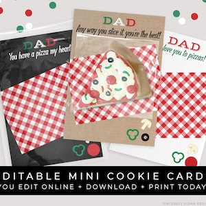 CUSTOMIZABLE Father's Day Pizza Dad Mini Cookie Card Printable, Cardboard Pizza Box Chalkboard Personalized Cookie Packaging, Corjl #127 VIP