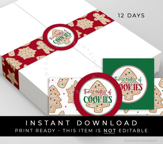 Instant Download 12 Days of Cookies Advent Calendar Christmas Cookie  Countdown, Printable Holiday Packaging Advent Cookie Box, 188ID12 VIP - Etsy