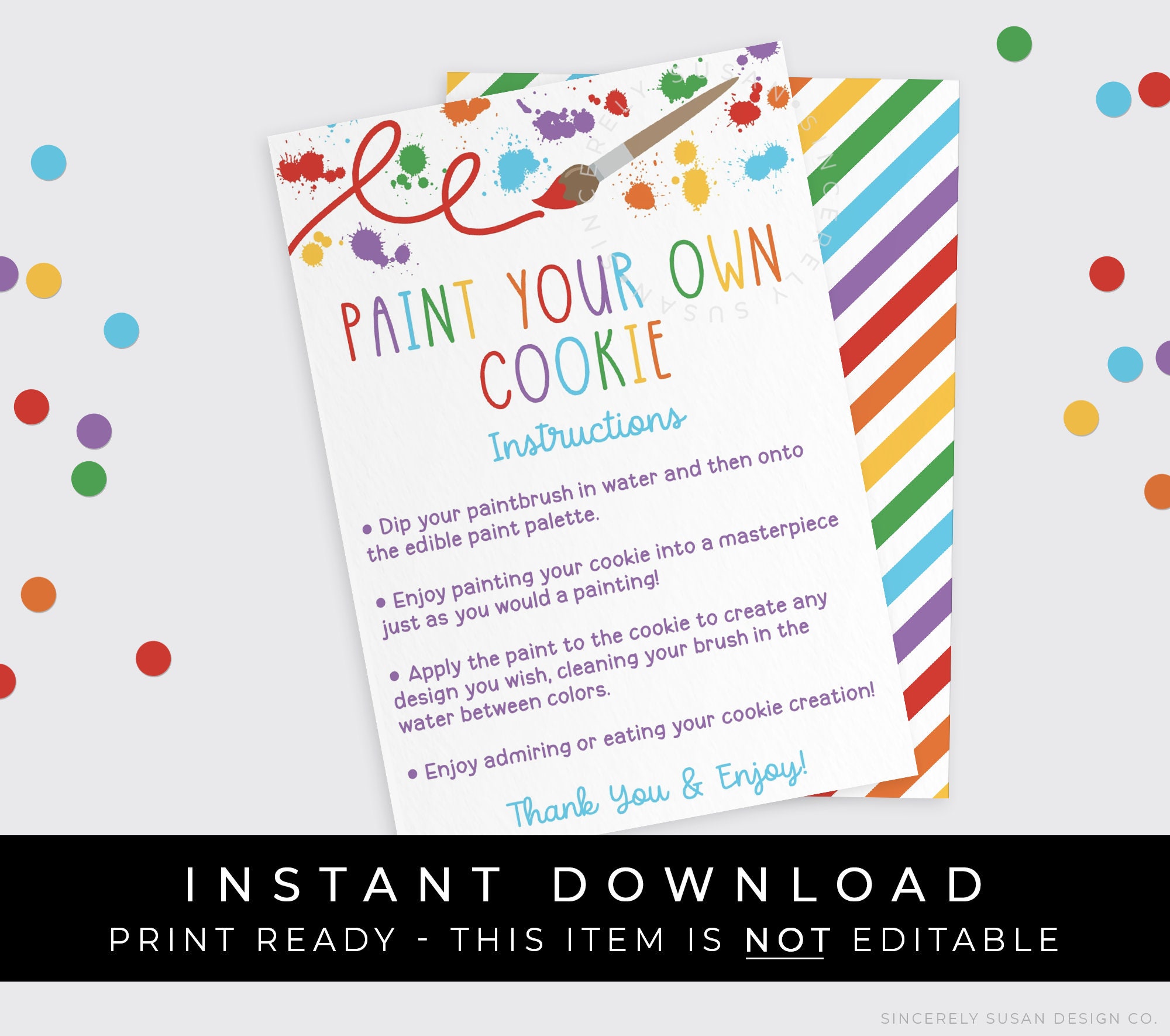 Paint Your Own Cookie Instructions Free Printable Paint Your Own Cookie Instructions Free Printable