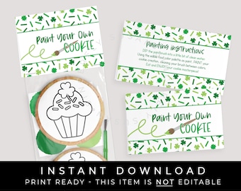 Instant Download St. Patrick's Day Paint Your Own Cookie Bag Topper Printable, Lucky Clover Shamrock Sprinkles PYO Mini Topper, #242AID VIP