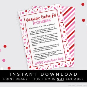 Sofortiger Download Valentinstag DIY Cookie Kit Anleitung Druckbare Karte, Dekorieren Sie Ihre eigene Valentinstag Herz Cookie Kit, #226A VIP