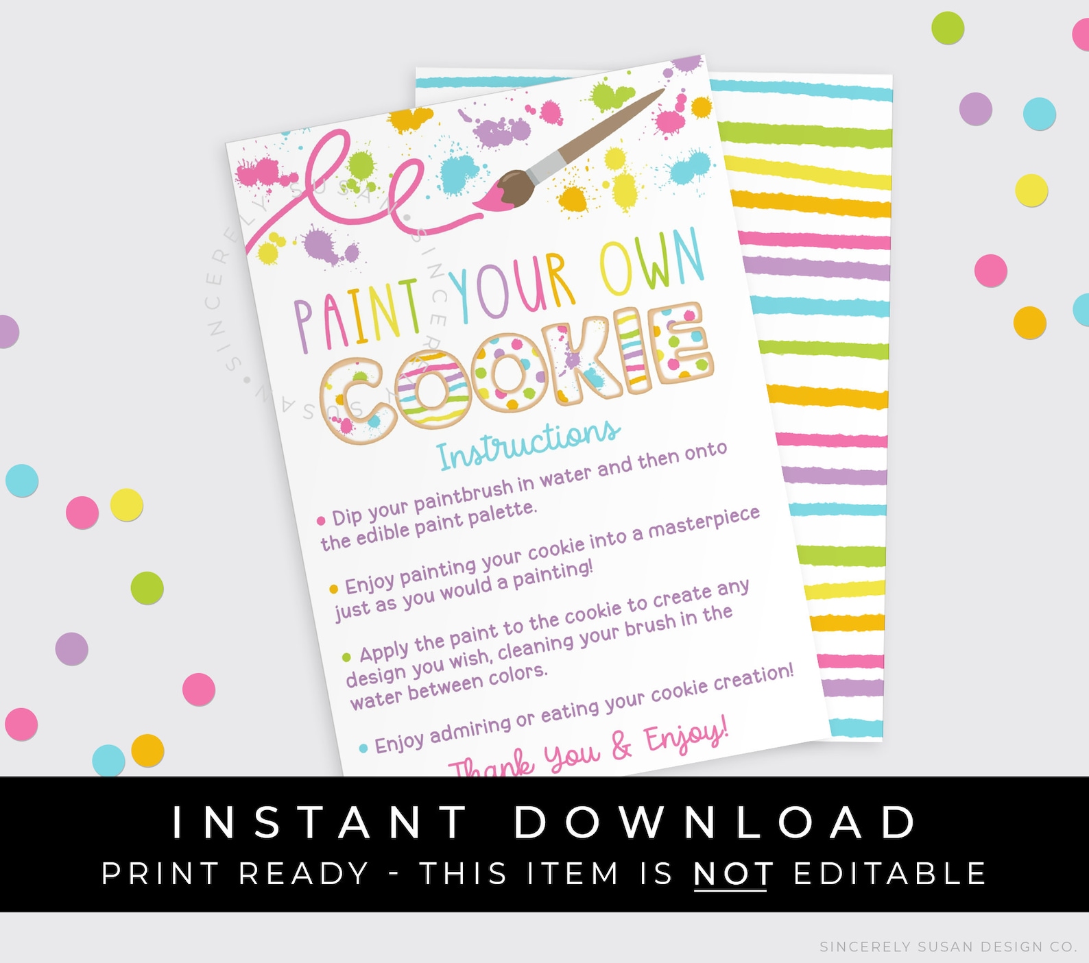 Instant Download PYO Cookies Instructions Card Printable Etsy