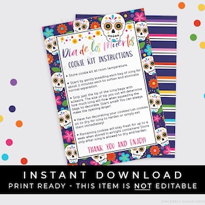 Download instantâneo Dia de los Muertos DIY Cookie Kit Instruções Cartão para impressão, Kit de decoração de biscoitos do Dia dos Mortos Inglês, # 181AID VIP