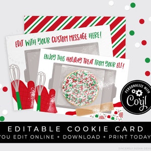 CUSTOMIZABLE Gift from Elf Treat Card Printable, Elf Return Gift Christmas Mini Cookies Holiday Baking Personalized Gift, Corjl #191A2 VIP