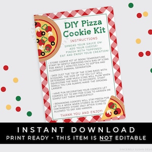Instant Download Pizza DIY Cookie Kit Instructions Printable Card, Pizza Parlor Cookie Decorating Kit Sugar Cookie Card, #113SWID VIP