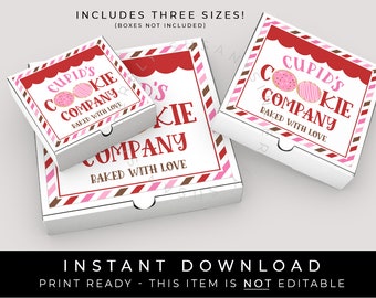 Instant Download Cupid's Cookie Company Mini Cookie Pizza Box Label, Baked With Love by Cupid, Sticker Cookie Tag Printable, #230AID VIP