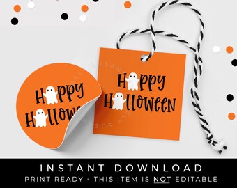 Sofortiger Download Geist Happy Halloween Tag, Halloween Cookie Tag zum ausdrucken, Halloween Leckerli Beutel Geschenkanhänger BOO, #155BID VIP