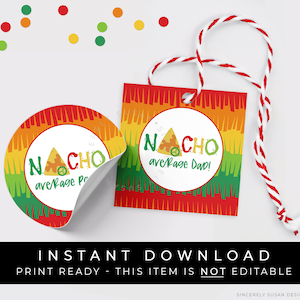 Download instantâneo NACHO Average Dad Papá Tag, Nacho Chips Etiqueta para presente do dia dos pais, Etiqueta de biscoito Piñata Fiesta espanhola para impressão, # 133FDCID VIP