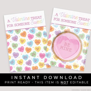 Sofortiger Download Valentinstag Mini Cookie Karte, druckbare Candy Hearts Valentinstag Leckerli, Sweet Talk Konversation Cookie Karte, #218AID VIP