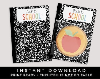 Download istantaneo Ritorno a scuola Composizione Cookie Card stampabile, Primo giorno di scuola Notebook Cookie Backer, #299C1ID VIP