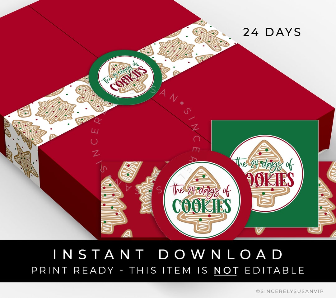 Instant Download 24 Days of Cookies Advent Calendar Christmas Cookie
