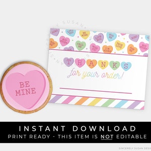 Instant Download Valentijnsdag Bedankt voor uw bestelling Klantnaamkaarttag, Sweet Talk Hearts Cookie Order Pickup Tag, #218ID VIP