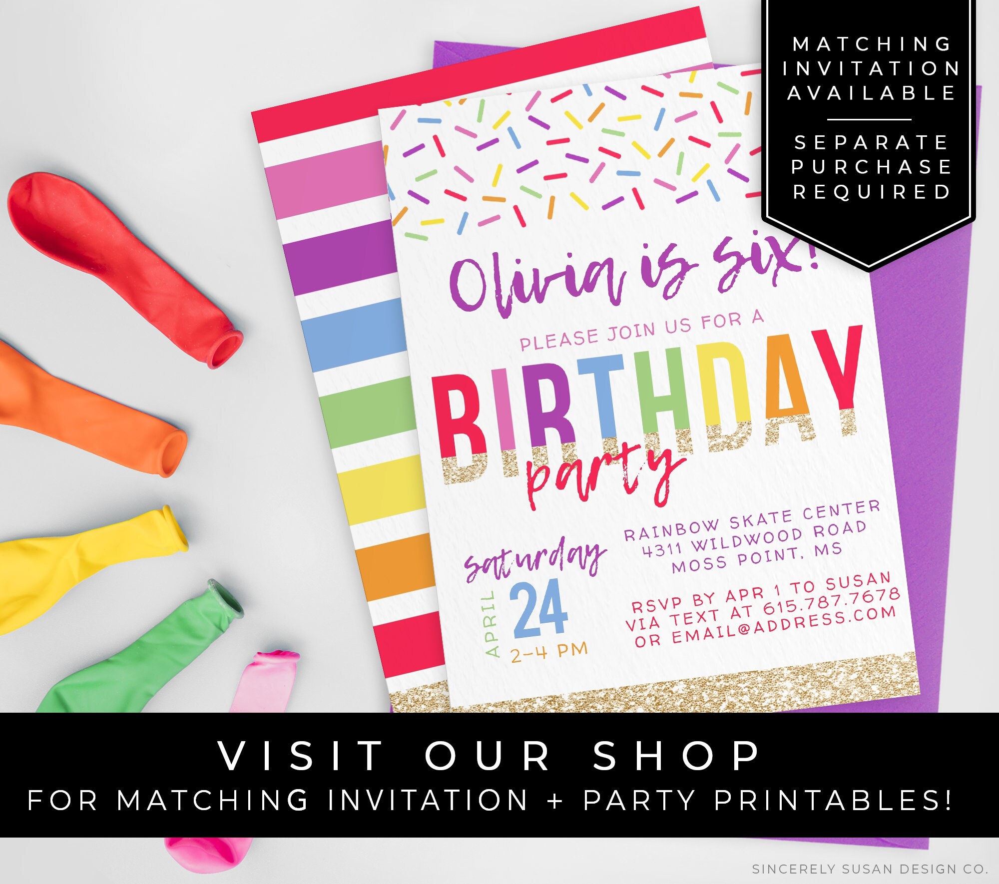Rainbow Sprinkles Birthday Banner Printable Rainbow Confetti Etsy