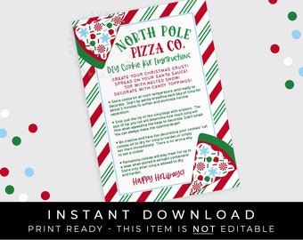 Download istantaneo Kit di decorazione per biscotti fai da te di Natale per pizza del Polo Nord, istruzioni stampabili, carta del kit per biscotti per pizza natalizia, #208AID VIP