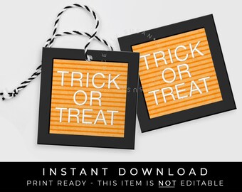 Instant Download Trick or Treat Halloween Letterboard Cookie Tag, Printable Happy Halloween Party Favor Treat Bag Tag, #176FID VIP